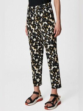 Purificacion Garcia Floral Print Straight-Leg Pants Black, White & Yellow Women